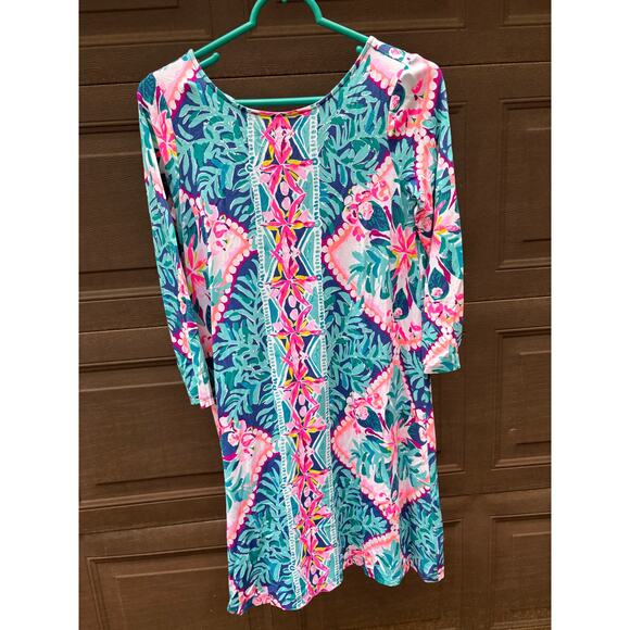 Lilly Pulitzer Ophelia Swing Dress Small S Seaside Aqua with a crossed back - Picture 3 of 8